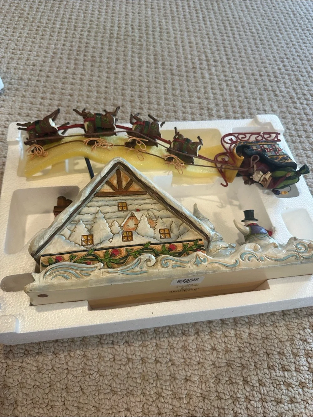 Jim Shore Festive Winter Santa Sleigh & Reindeer Holiday Figurine - White